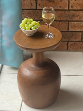 Load image into Gallery viewer, Side table Wine Glass shaped Acacia wood Corner drinks Table, fruit bowl, plant stand -48 cm height