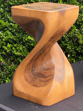 Load image into Gallery viewer, Single twisted stool-50 cm height Raintree Wood Stool/Corner side Table/Lamp Table Carved out of a Whole Tree Trunk.