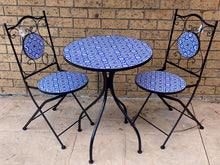 Load image into Gallery viewer, Outdoor Table And Chairs Set Mosaic Bistro Setting Balcony Garden Furniture 3pcs _Blue
