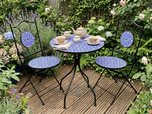 Load image into Gallery viewer, Outdoor Table And Chairs Set Mosaic Bistro Setting Balcony Garden Furniture 3pcs _Blue