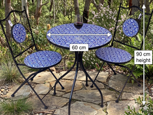 Load image into Gallery viewer, Outdoor Table And Chairs Set Mosaic Bistro Setting Balcony Garden Furniture 3pcs _Blue