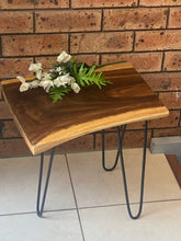 Load image into Gallery viewer, Bedside Table- Live Edge natural Wooden Side Table / Corner Table / Plant or book Stand Raintree Wood-OS56 model