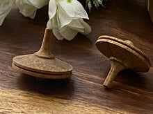 Load image into Gallery viewer, Spinning Top wooden hand made in a timber gift box (set of 2 tops included)