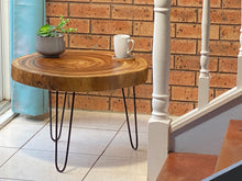 Load image into Gallery viewer, Coffee Table- round Live Edge natural Wooden Side Table / Corner Table / Plant or book Stand Raintree Wood-OS54 model