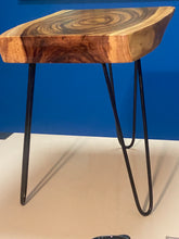 Load image into Gallery viewer, Bedside side Table- Live Edge natural Wooden Side Table / Corner Table / Plant or book Stand Raintree Wood-OS 62 model