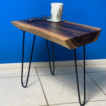 Load image into Gallery viewer, Bedside Table- Live Edge natural Wooden Side Table / Corner Table / Plant or book Stand Raintree Wood-OS 63 model