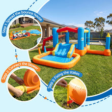 Load image into Gallery viewer, Keezi Inflatable Kids Pool Play Park Jumping Castle Volleyball Net with Blower Balls 4mx4.37m