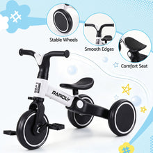 Load image into Gallery viewer, RIGO Tricycle Bike, Kids Bike with 3 wheels, Carbon Steel 70cm White