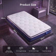 Load image into Gallery viewer, Levitex Single Mattress 23CM With Pocket Spring & Cooling Gel Foam, Medium-Firm Full-Body Support, Mattresses In A Box
