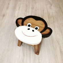 Load image into Gallery viewer, Children's Wooden Stool Monkey face Chair Toddlers Step sitting Stool