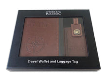 Load image into Gallery viewer, Fathers Day Gift Men's Republic Travel Wallet & Luggage Tag Set