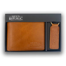 Load image into Gallery viewer, Mothers day Men's Republic Men's Republic Leather Wallet and Keyring Set - Brown