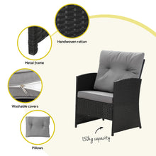 Load image into Gallery viewer, Gardeon 4-Piece Outdoor Sofa Set Coffee Table Chair Rattan Furniture Black
