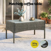 Load image into Gallery viewer, 4-Piece Outdoor Sofa Set Rattan Furniture with Two Pillows Grey