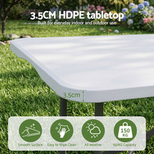 Load image into Gallery viewer, Gardeon 9PCS Outdoor Dining Set 180CM Folding Table and Chairs Patio Furniture White