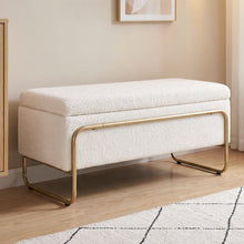 Load image into Gallery viewer, Artiss Storage Ottoman Boucle Padded Seat Footrest Hidden Storage Cream White