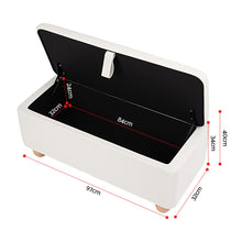 Load image into Gallery viewer, Storage Ottoman Hidden Bench Velvet Blanket Box Beige 97cm
