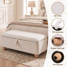 Load image into Gallery viewer, Storage Ottoman Hidden Bench Velvet Blanket Box Beige 97cm