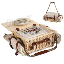 Load image into Gallery viewer, Alfresco 2 Person Insulated Picnic Basket Set with Foldable Wood Table Mat
