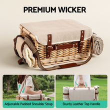 Load image into Gallery viewer, Alfresco 4 Person Insulated Picnic Basket Set with Foldable Wood Table Mat