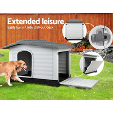 Load image into Gallery viewer, i.Pet Dog Kennel House Extra Large Outdoor Plastic Puppy Pet Cabin Shelter XL Grey
