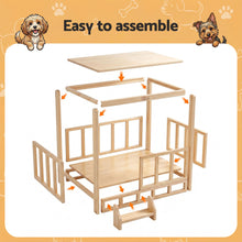 Load image into Gallery viewer, i.Pet 2in1 Dog Kennel Crate Furniture Grey Bedding Wooden House Indoor