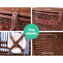 Load image into Gallery viewer, Alfresco 4 Person Picnic Basket Set Insulated Blanket Storage Bag