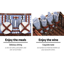 Load image into Gallery viewer, Alfresco 4 Person Picnic Basket Set Insulated Blanket Storage Bag