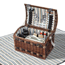 Load image into Gallery viewer, Alfresco 4 Person Picnic Basket Set Wooden Blanket Cooler Bag Outdoor Insulated