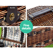 Load image into Gallery viewer, Alfresco 4 Person Picnic Basket Set Wooden Blanket Cooler Bag Outdoor Insulated
