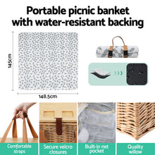 Load image into Gallery viewer, Alfresco 4 Person Picnic Basket Set with Table Blanket Cooler Wooden Insulated