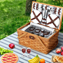 Load image into Gallery viewer, Alfresco 4 Person Picnic Basket Set Wooden Blanket Cooler Bag Outdoor Insulated