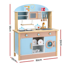 Load image into Gallery viewer, Keezi Kids Wooden Pretend Kitchen Play Sets Cooking Toys Pot Pan Bowls Oven Dishwasher 80CM Blue