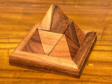 Load image into Gallery viewer, Triangle Pyramid wood 9 piece puzzle 3D hand made wooden Puzzles - mini size for kids, adults and travel