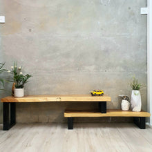 Load image into Gallery viewer, Entertainment unit Raintree Wood 2 tier adjustable Length 1.6m to 2.5m