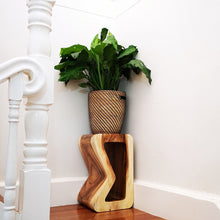 Load image into Gallery viewer, Side Table carved wood Plant Stand or Bar Stool with Clear Finish-Raintree Wood