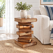 Load image into Gallery viewer, Rustic Handcrafted Book Stack Accent Table & Nightstand
