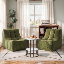 Load image into Gallery viewer, Artiss Sofa & Coffee Table Set Armless Chenille No Assembly Green White & Black
