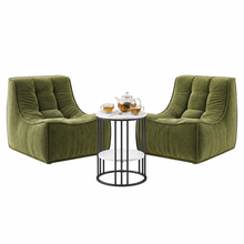 Load image into Gallery viewer, Artiss Sofa & Coffee Table Set Armless Chenille No Assembly Green White & Black