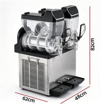 Load image into Gallery viewer, Devanti Commercial Slushie Machine 15L x2 Frozen Drink Maker Dual Tank Silver