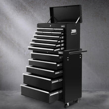 Load image into Gallery viewer, Giantz 15 Drawers Tool Chest Trolley Toolbox 2-in-1 Storage Black