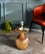 Load image into Gallery viewer, Side table Wine Glass shaped Acacia wood Corner drinks Table, fruit bowl, plant stand -48 cm height