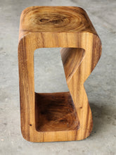 Load image into Gallery viewer, Side Table carved wood Plant Stand or Bar Stool with Clear Finish-Raintree Wood