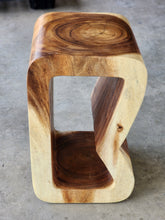 Load image into Gallery viewer, Side Table carved wood Plant Stand or Bar Stool with Clear Finish-Raintree Wood