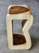 Load image into Gallery viewer, Side Table carved wood Plant Stand or Bar Stool with Clear Finish-Raintree Wood