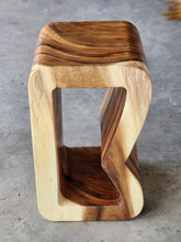 Load image into Gallery viewer, Side Table carved wood Plant Stand or Bar Stool with Clear Finish-Raintree Wood