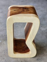 Load image into Gallery viewer, Side Table carved wood Plant Stand or Bar Stool with Clear Finish-Raintree Wood