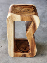 Load image into Gallery viewer, Side Table carved wood Plant Stand or Bar Stool with Clear Finish-Raintree Wood