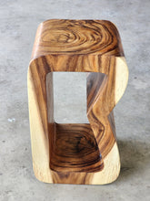 Load image into Gallery viewer, Side Table carved wood Plant Stand or Bar Stool with Clear Finish-Raintree Wood.