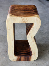 Load image into Gallery viewer, Side Table carved wood Plant Stand or Bar Stool with Clear Finish-Raintree Wood.